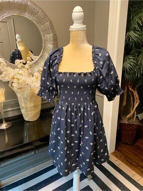 Hill House Athena Nap Dress Navy Ditsy Floral